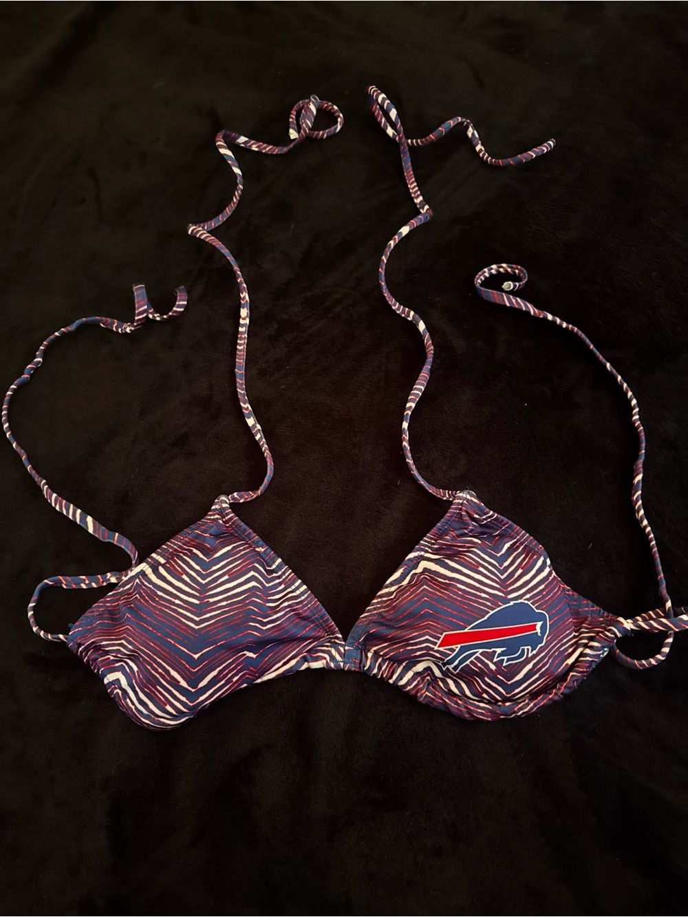 NFL Blue White Red Striped Triangle Bikini Top